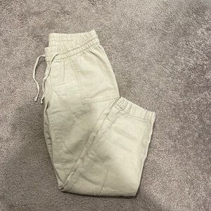 Old Navy XS tan linen crop pant